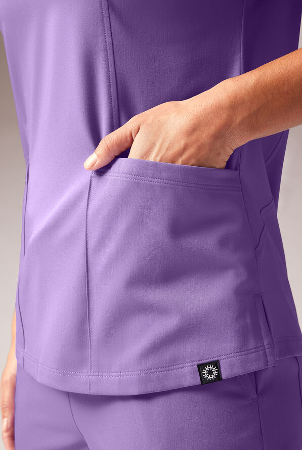 Hypothesis A-S All Situation Women’s 3-Pocket Polo Neck Scrub Top - Ultraviolet Light - 4