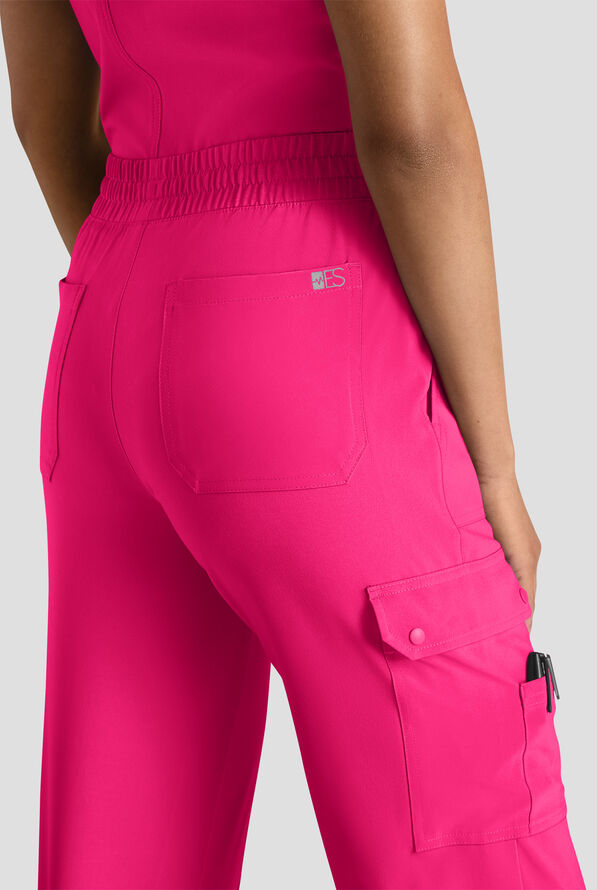Easy STRETCH Ayo Women's 10-Pocket Cargo Scrub Pants - Reactive Pink - 5