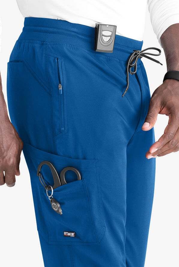 Grey's Anatomy by Barco Spandex STRETCH Murphy Men's 5-Pocket Cargo Jogger Scrub Pants - Royal - 5