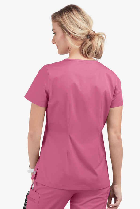 Blusa m&eacute;dica Butter-Soft STRETCH con cuello en V y 2 bolsillos para mujer - Berry Haze - 4