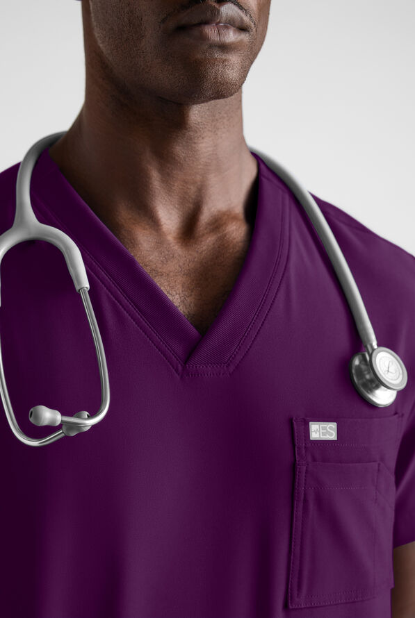 Easy STRETCH Men's Scrub Set - Eggplant - 4