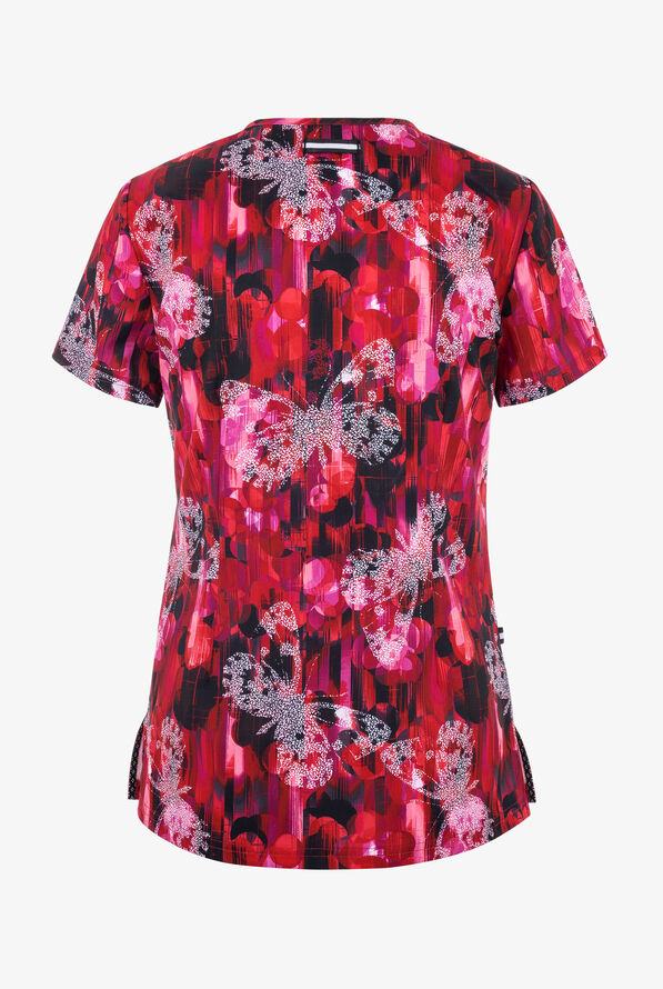 koi Next Gen Flutter Butterfly Women's 2-Pocket STRETCH V-Neck  Print Scrub Top - null - 2