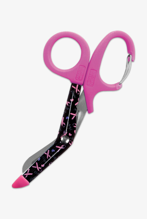 Prestige 5.5" Clippable Pink Ribbons Stainless Steel Nurse Utility Scissor - null - 1