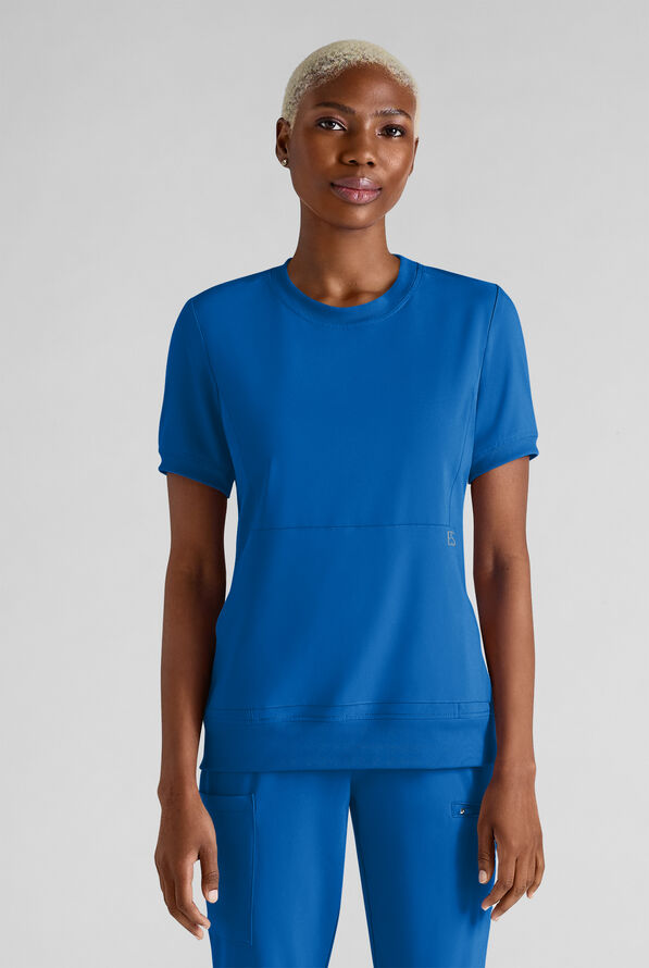 Easy STRETCH Anya Women's 2-Pocket Relaxed Crew Neck Scrub Top - Royal - 1