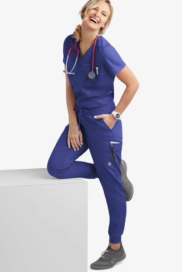 Blusa m&eacute;dica Butter-Soft STRETCH con cuello en V y 2 bolsillos para mujer - Galaxy - 2