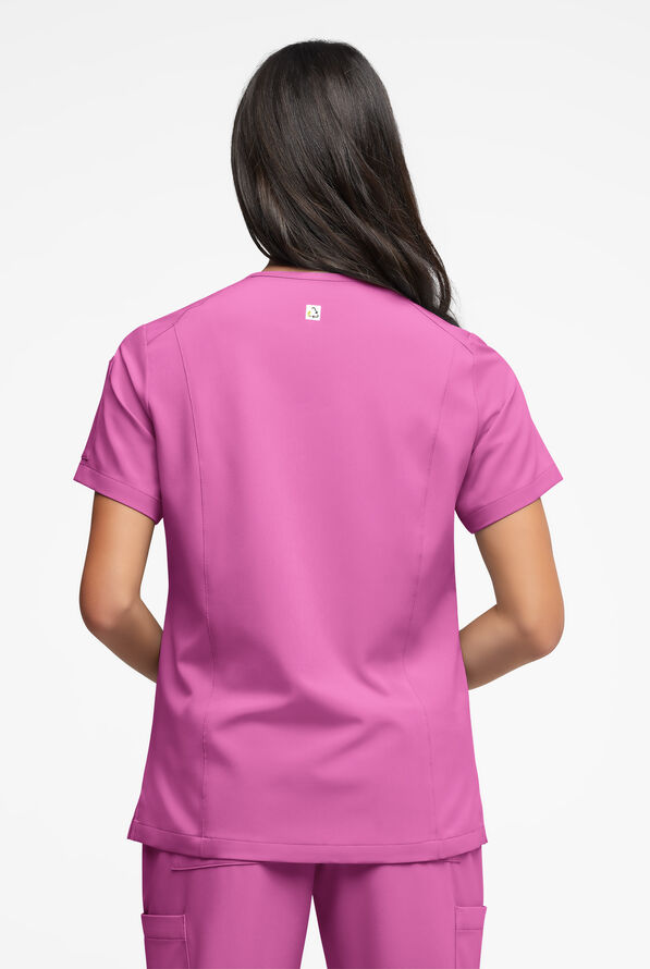 Blusa médica ReSurge Ruby con cuello en V y 5 bolsillos para mujer - Magnesium Pink - 4