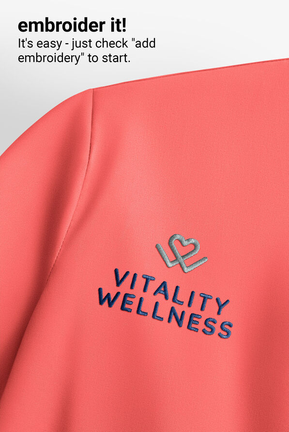 Planet koi Enik Women's 2-Pocket STRETCH Rouched V-Neck Scrub Top - Sunset Coral - 3