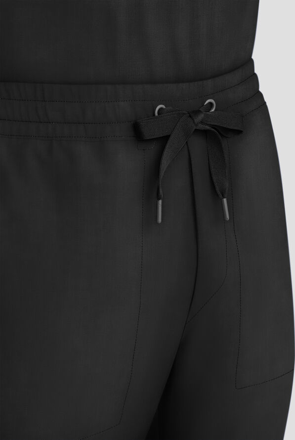 Healing Hands Quest Men's 4-Pocket STRETCH Straight Leg Drawstring Cargo Scrub Pant - Black - 2