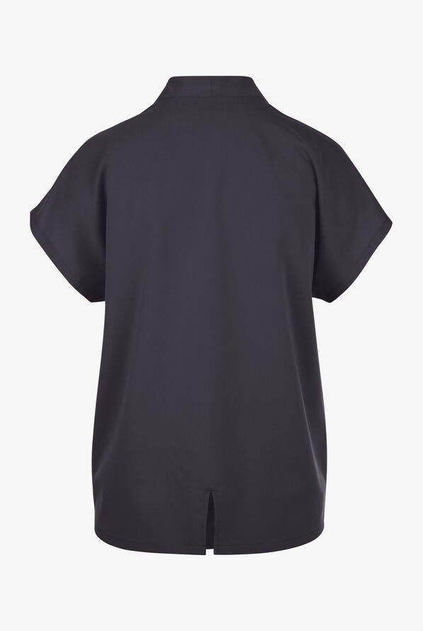 Cherokee Atmos Women's 1-Pocket STRETCH Dolman Sleeve Tuck In V-Neck Scrub Top - Pewter - 2