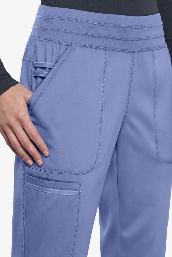 Cherokee Workwear Revolution Women's 5-Pocket STRETCH Elastic Waistband Half Jogger Scrub Pants - Ceil Blue - 3
