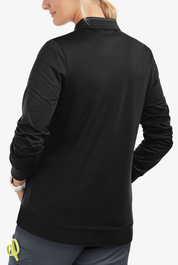 Chaqueta m&eacute;dica UA Butter-Soft STRETCH de punto tejido con cremallera y 2 bolsillos para mujer - Black - 3