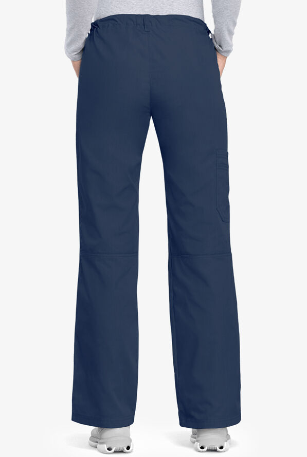 Cherokee Workwear Women's 4-Pocket Low-Rise Drawstring Cargo Scrub Pants - Navy - 3