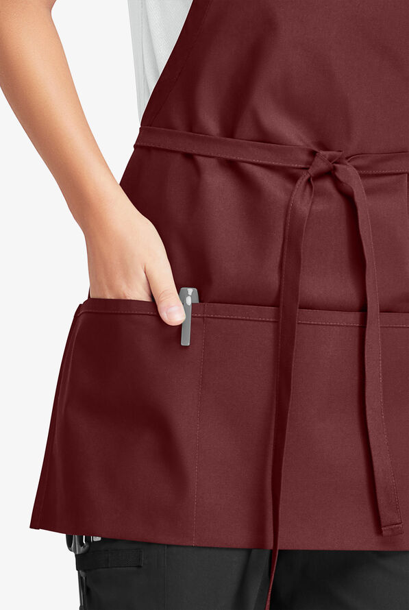 Chef Uniforms Unisex 3-Pocket Bib Chef Apron - Burgundy - 3