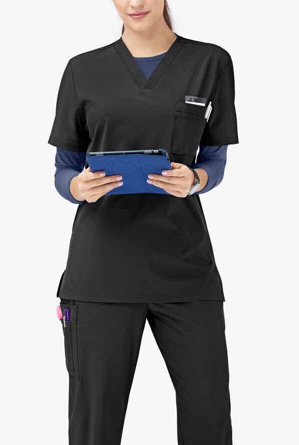 Tafford Active Stretch Unisex 8-Pocket Scrub Set - Onyx Black - 2