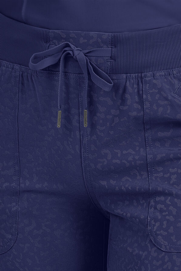 Pantalón médico Zavate Ava Therese Cheetah Jacquard Sheba STRETCH Petite estilo cargo jogger con 6 bolsillos para mujer - Navy - 2