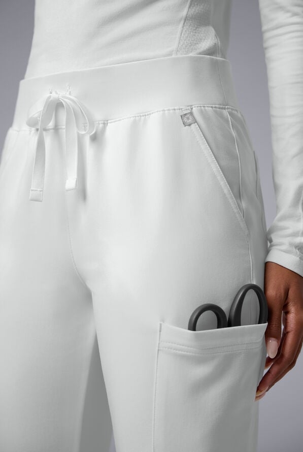 Hypothesis Women's Base 7-Pocket Straight Leg Cargo Scrub Pant - White - 4