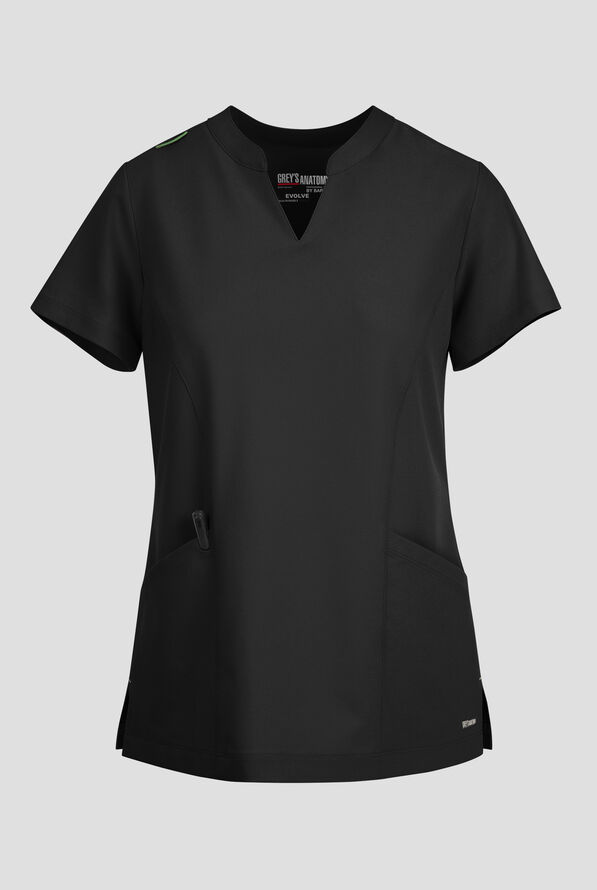 Blusa m&eacute;dica Grey's Anatomy by Barco Evolve STRETCH Sky con cuello con muesca y 2 bolsillos para mujer - Black - 1