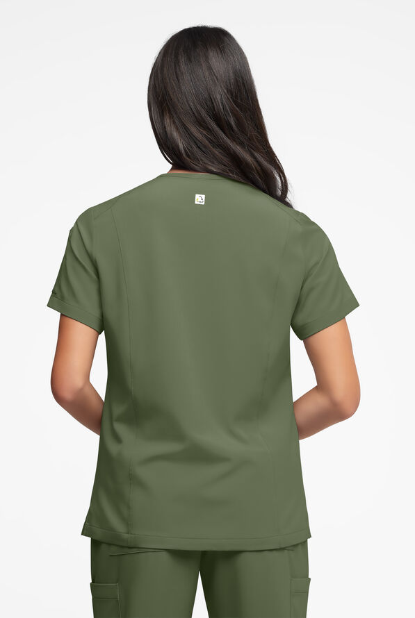 Blusa médica ReSurge Ruby con cuello en V y 5 bolsillos para mujer - Light Olive - 4