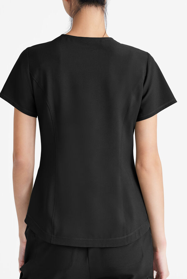 Grey's Anatomy by Barco Evolve STRETCH Rhythm Women's 2-Pocket V-Neck Scrub Top - Black - 3