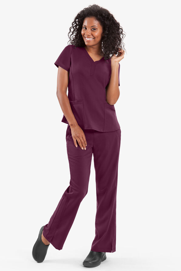 Healing Hands Purple Label Jane Women's 2-Pocket STRETCH Scrub Top - Wine - 2