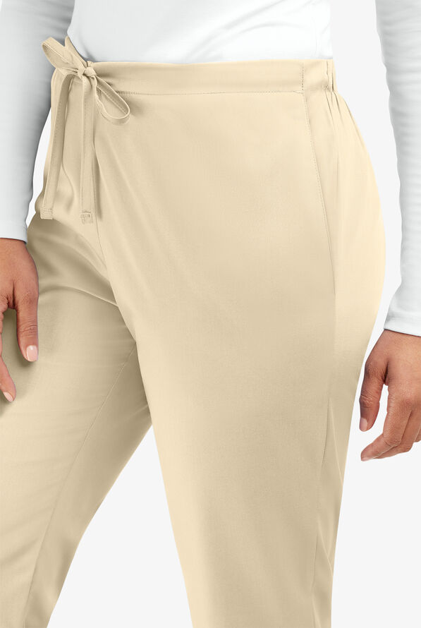 Cherokee Workwear Women's 3-Pocket Flare Leg Drawstring Scrub Pants - Khaki - 2