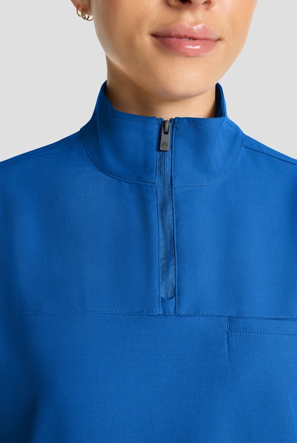 Healing Hands Quest Women's 1-Pocket STRETCH Tuck In Half Zip Collar Scrub Top - Royal - 3