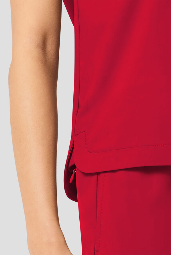 Infinity Pursuit Women's 1-Pocket STRETCH Rib-Knit V-Neck Dolman Sleeve Scrub Top - Cherry Pop - 6