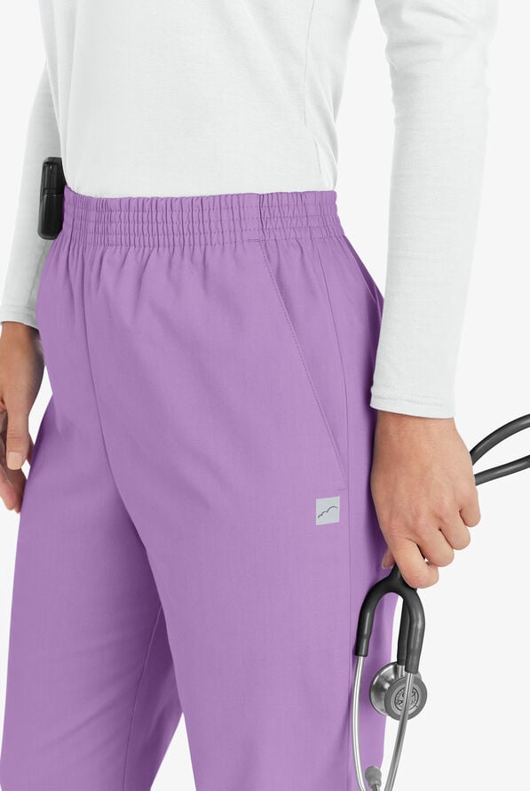 Butter-Soft Core Scrubs Women's 2-Pocket Tapered Elastic Waist Pants - Orchid - 2