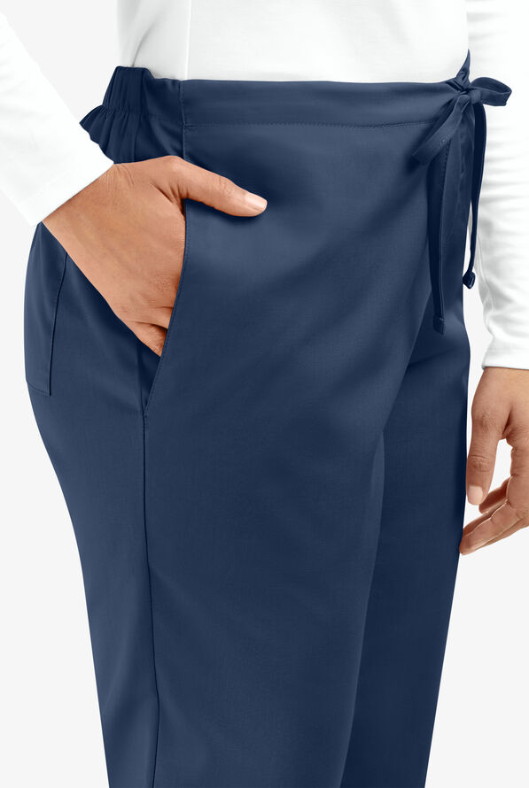 Cherokee Workwear Women's 3-Pocket Flare Leg Drawstring Scrub Pants - Tall - Navy - 3