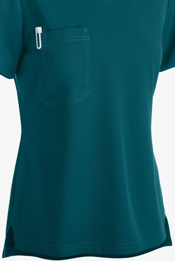 Grey's Anatomy by Barco Spandex STRETCH Bree Women's 1-Pocket Tuck In Scrub Top - Bahama Blue - 3