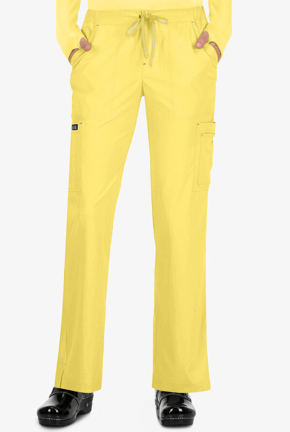 koi Basics Holly Women's 8-Pocket STRETCH Cargo Scrub Pants - Sunshine - 1