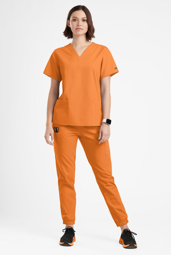 Butter-Soft Originals Women's 2-Pocket V-Neck Scrub Top - Apricot Crush - 2