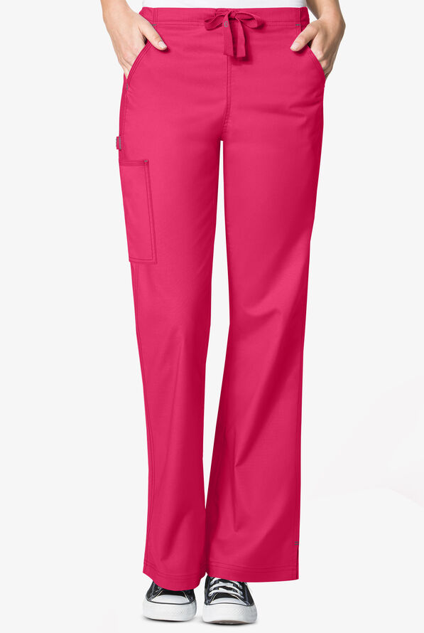 WonderWink WonderFLEX Grace Women's 4-Pocket STRETCH Cargo Scrub Pants - Tall - Hot Pink/Pewter - 1
