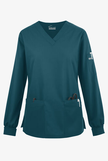 Butter-Soft Originals Women's 7-Pocket Curved V-Neck Long Sleeve Scrub Top