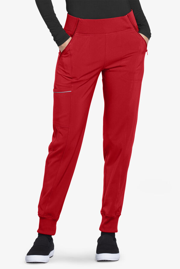Infinity Women's 5-Pocket STRETCH Tapered Jogger Cargo Scrub Pants - Red - 1