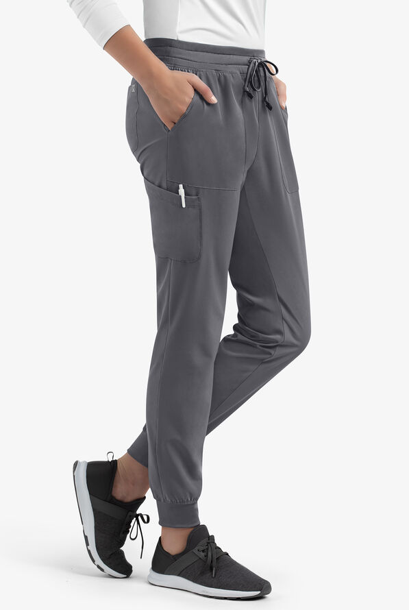 Maevn Matrix Impulse Women's 5-Pocket STRETCH Jogger Scrub Pants - Petite - Pewter - 3