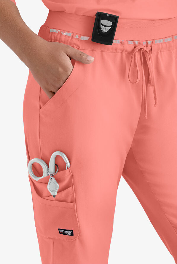Grey's Anatomy by Barco Spandex STRETCH Serena Women's 7-Pocket Cargo Scrub Pants - Bright Papaya - 2