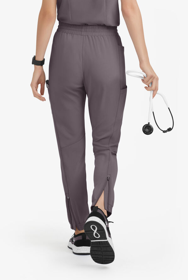 Pantal&oacute;n m&eacute;dico Easy STRETCH Kourtney estilo jogger con piernas delgadas modernas y 5 bolsillos para mujer - Grey Stone - 4