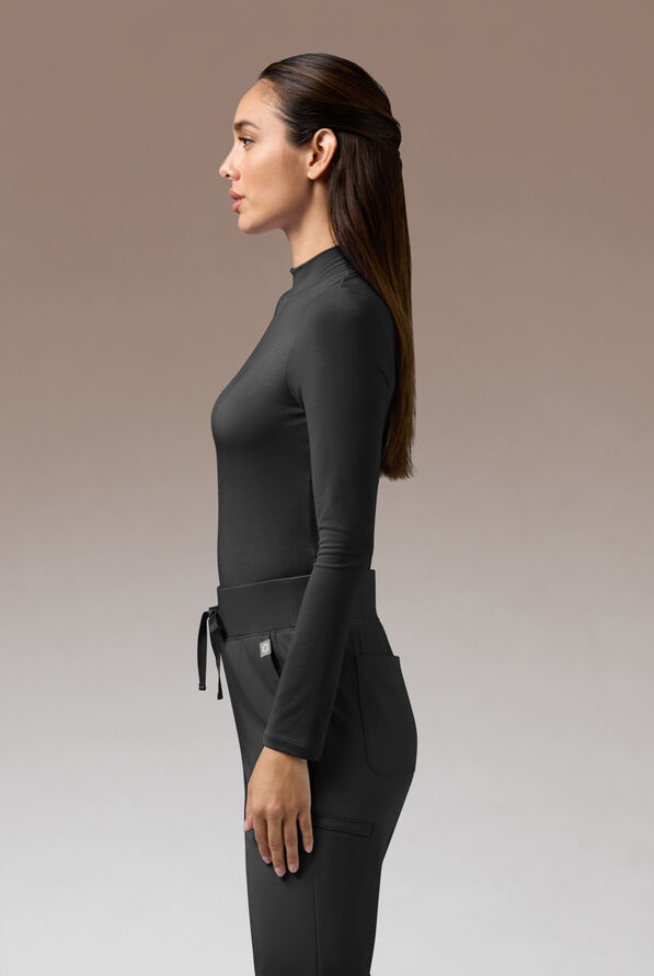 Camiseta m&eacute;dica manga larga Hypothesis Inner K STRETCH de punto tejido con cuello de imitaci&oacute;n para mujer - Jet Black - 3