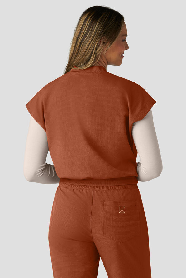 koi Solis Trinity Women's 1-Pocket STRETCH Banded Bottom Split V-Neck Scrub Top - Dark Copper - 4