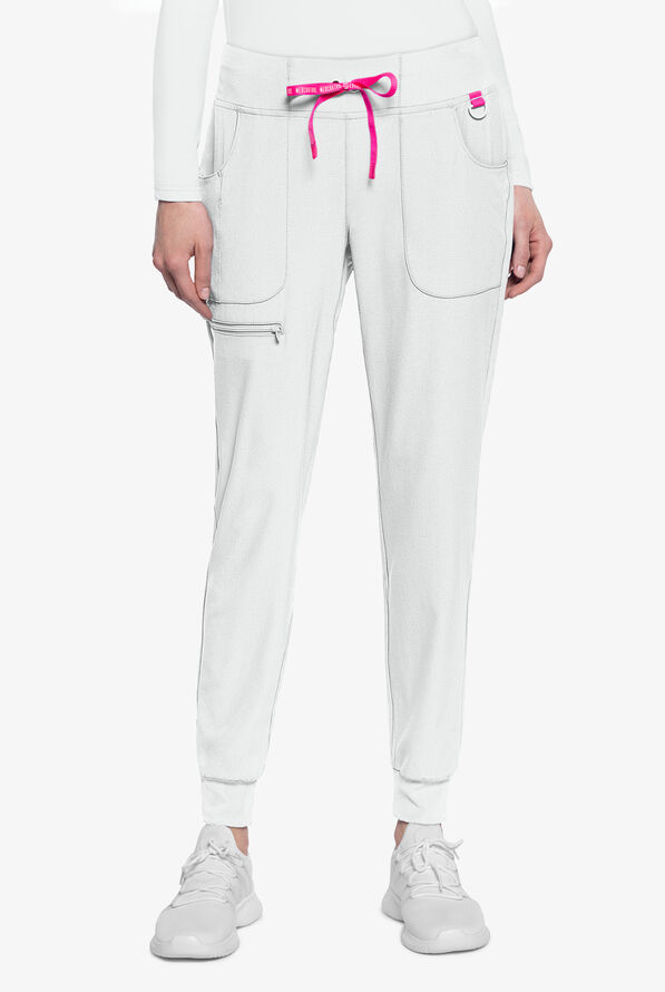 Med Couture Amp Women's 6-Pocket STRETCH Jogger Scrub Pant - White - 1