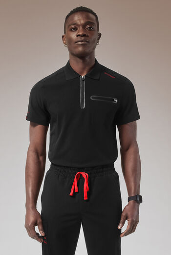 Hypothesis (RED) Alpha System Men’s 1-Pocket Zip Placket Polo Scrub Top