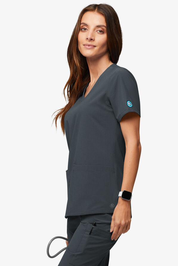 Easy Stretch EcoGrid Alana Women's 3-Pocket Scrub Top - Pewter - 3