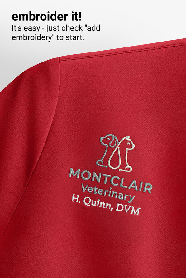 Infinity Women's 3-Pocket STRETCH Round Neck Scrub Top - Red - 5