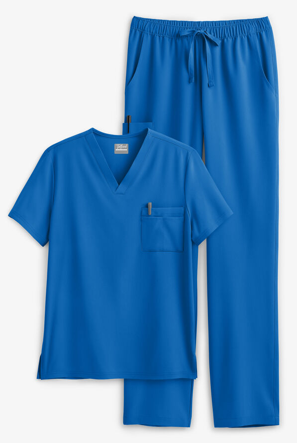 Tafford Active Stretch Unisex 8-Pocket Scrub Set - Royal - 1