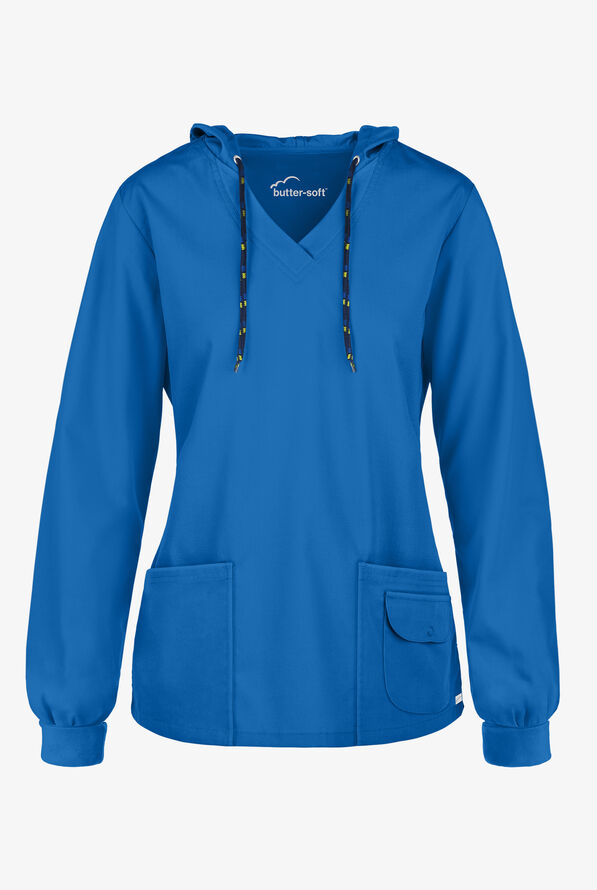 Strictly Scrubs Women's 5-Pocket Long Sleeve Pullover Hoodie - Royal - 1