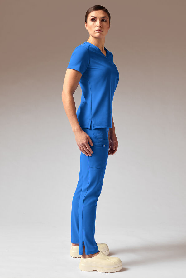 Hypothesis Meta-Base Women’s Single Pocket V-Neck Tuck In/Wear Out Scrub Top - Royal - 2