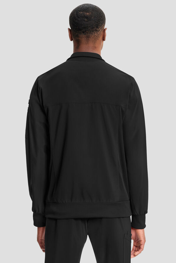 Infinity Men's 5-Pocket STRETCH Zip Front Scrub Jacket - Black - 4