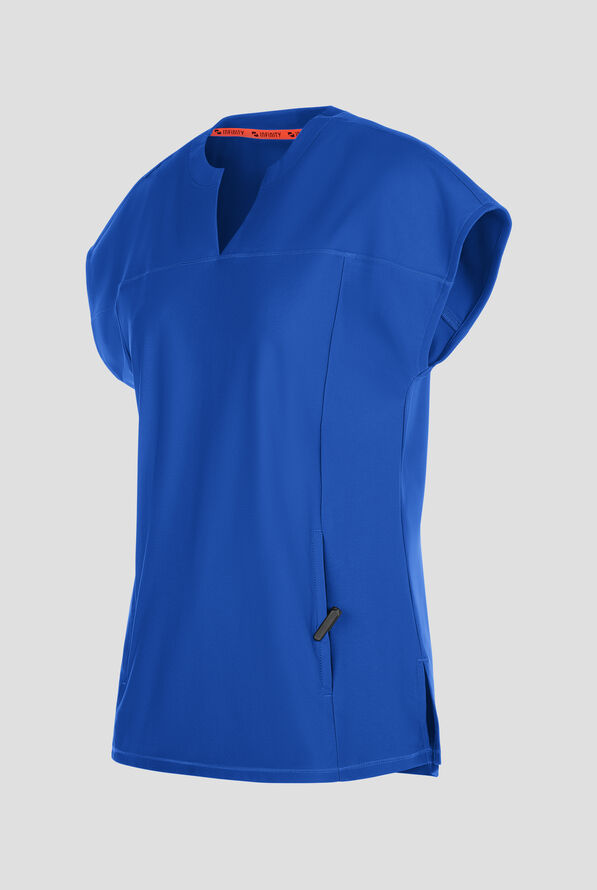 Blusa médica Infinity GNR8 Kinetic Knit STRETCH estilo túnica con mangas dolmán y 3 bolsillos para mujer - Royal - 2