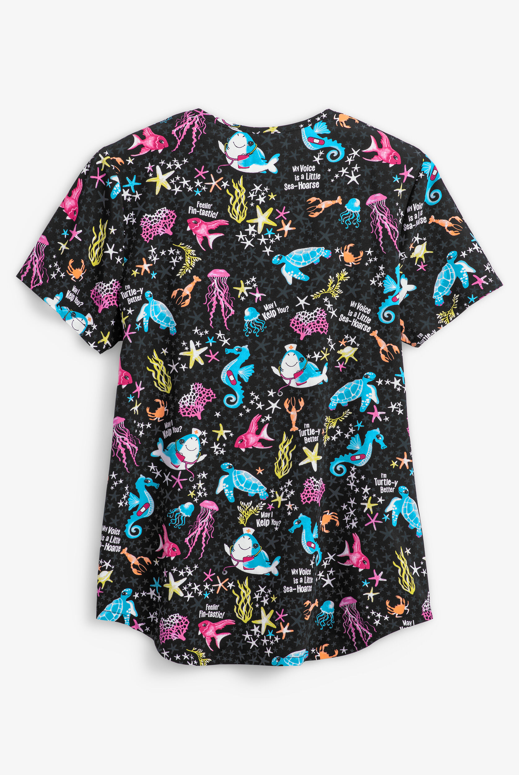 Blusa médica estampada Cherokee May I Kelp You con cuello en V para mujer,  Uniformes Médicos de Enfermería